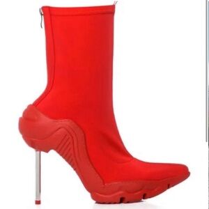 AZALEA WANG WILBER BOOTIE WITH STRETCH NEOPRENE IN RED